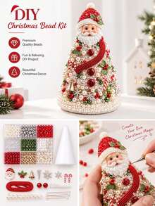 1pc Christmas Style DIY Handmade Kit, Cone-Shaped Beaded Christmas Tree Making Set, Handmade Art DIY Ornament Craft, Christmas Tabletop Decor Set, Winter Holiday Family Activity And Christmas Gift, Christmas Decoration - Multiple Colors and Styles - View 10