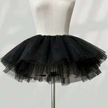 White Black Cute Boneless Women's Petticoat Ballet Skirt Ribbon Halloween - Black - View 1