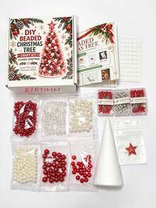 1pc Christmas Style DIY Handmade Kit, Cone-Shaped Beaded Christmas Tree Making Set, Handmade Art DIY Ornament Craft, Christmas Tabletop Decor Set, Winter Holiday Family Activity And Christmas Gift, Christmas Decoration - Multiple Colors and Styles - View 12