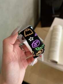 1件彩色幽靈圖案矽膠手錶錶帶，相容於 38mm 40mm 41mm 42mm 44mm 45mm 46mm 49mm，時尚柔軟舒適錶帶，適用於 Ultra 2 S12 S11 S10 SE 9 8 7 SE 6 5 4 3 2 1，萬聖節裝扮搭配中性替換錶帶 - 彩色 - 查看 5