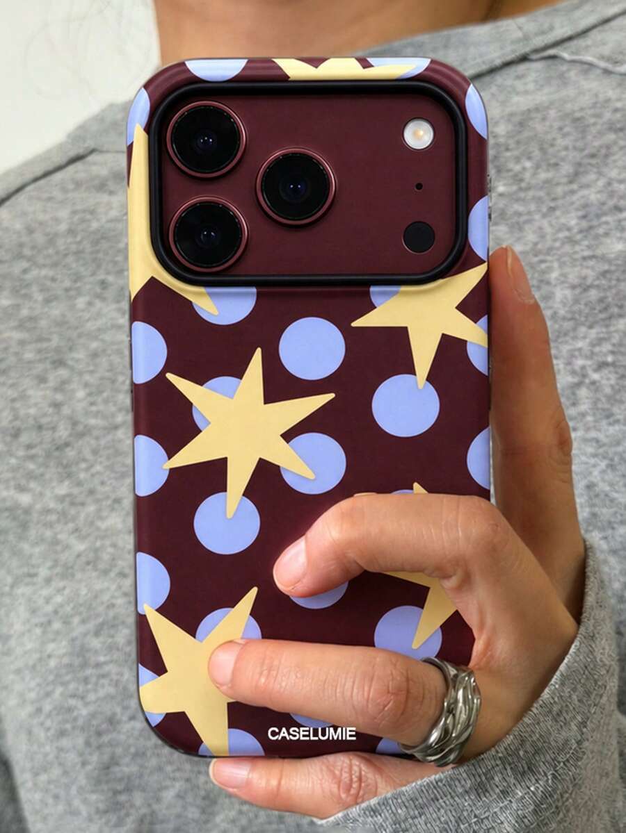 Cute Fashionable Star & Polka Dot Patchwork Color Block Matte 2-In-1 ...
