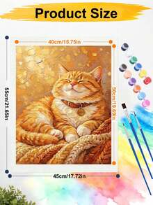 DIY Digital Painting Tool Kit, Comfortable Smiling Kitten Oil Painting, Frameless Home Wall Decoration Art. - A - View 7