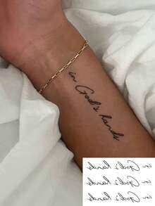 1件裝「Born To Die」草寫文字手腕迷你臨時紋身貼紙，防水持久極簡文字假紋身，適用於鎖骨、腳踝、手掌、頸部身體藝術貼紙 - 黑色 - 查看 1