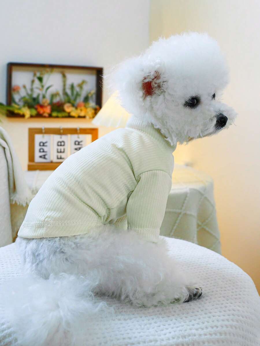 1PC Pet Clothes Small Dog Puppy Cat Cute Pet Autumn/Winter Solid Color Round Neck Shirt Breathable Skin-Friendly Fitted Comfortable Simple Versatile Plain Undershirt - White - Pink - View 1