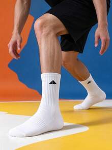 1/5/10/20 Pairs Men's Triangle Pattern Mid-Calf Socks, Simple Versatile Comfortable Soft, Daily Casual Socks - Multicolor - View 5