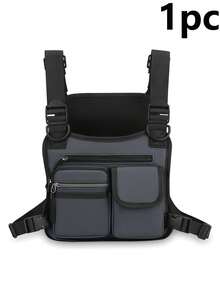 1pc Multifunctional Tactical Vest Bag, Multi-Pocket Design, Secure Zipper, Adjustable, Portable Tactical Gear For Men Hikers, Suitable For Street Style, Training, Outdoor Fitness, Gym, Camping Accessories - Multicolor - View 15