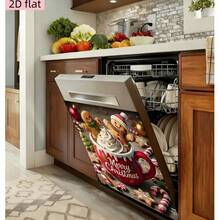 2D Flat 1pc Christmas Theme Dishwasher Decorative Cover, Gingerbread Man Christmas Element Kitchen Dishwasher Decorative Door Sticker, Polyester Material, Suitable For Home Kitchen Dishwasher Decoration, Refrigerator, Washing Machine, Dryer Decoration, Thanksgiving, Home Decor, Christmas Decoration - Full Coverage - View 8