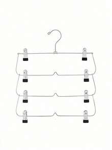 5pcs 4/6-Tier Metal Skirt & Pants Hanger, Super Hanger, 4/6-Tier Skirt/Pants/Shorts Hanger With Adjustable Clips, Space-Saving, Non-Slip, 12 Clips, Metal Clothing Storage Rack, Multi-Functional Storage Hanger - Silver - View 13