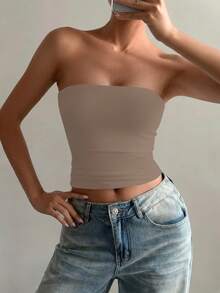 GLAMSKIN Women's Sexy Spaghetti Strap Top, All-Season Casual Double-Layer Slim Fit Basic Camisole, Back To School Street Style Beach Vacation Summer - Khaki - View 9