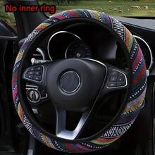 Bohemian-Style Steering Wheel Cover, Vibrant, Youthful, And Free-Spirited. Made From Polyester, It Is Non-Slip And Durable. Suitable For Passenger Cars, Sedans, And SUVs; An Ideal Interior Accessory For Your Vehicle. - Multicolor - View 2