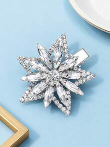 1pc Star Flower Glass Rhinestone Hair Clip, Sparkly Side Alligator Barrette For Women Wedding Party Banquet Hair Jewelry - Multicolor - View 4