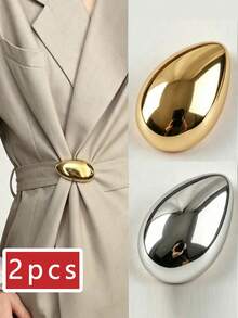 4/3/2pcs Minimalist Metal Brooch Set, Multi-Functional Collar Pin, Polished Scarf Clip & T-Shirt Clip, Fashion Belt Buckle, Suitable For Dress, Jacket And Other Clothing Accessories - Multicolor - View 12