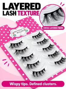 5 Pairs Of Spiky Design False Eyelashes, Fluttery And Lively, Suitable For Daily Wear, Office, Dating, Photography, COS, Works With Light And Heavy Makeup - View 7