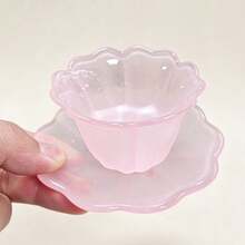 1 Set Exquisite High-Value Practical Textured Matte Crystal Petal Glass Tea Cup & Saucer Tea Set, Tea Ceremony Tea Ware, Home Decor, Suitable For Tea Tasting, Leisure, Daily Use, Unique Asymmetric Elegant Design, Holiday Gift, Christmas Gift - Multicolor - View 13