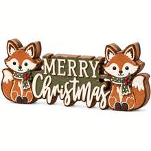 Cross-Border Christmas Wooden Ornament Fox Merry Christmas Desktop Decor Christmas Home Window Display - 1PC - View 4