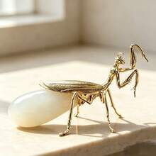 1pc Exquisite Praying Mantis Stone Ornament, Zen Style Decorative Figurine For Tea Table, Office, Lightweight Luxury Art Piece, Small Size - 1PC - View 7