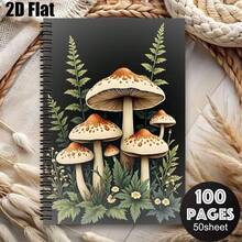 1pc [2D] Flat Spiral Notebooks Cloth Cover Vintage Red And White Spotted Mushroom And Fern Pattern Spiral Coil Notebook 50 Sheets 100 Pages Back-To-School Classroom Recording Journal Writing Gift For Friends And Classmates Creative Present Suitable - One Book (50 Pages, 100 Pages) - View 15
