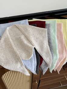 1pc Women's Casual Solid Color Red/Gray/Beige/Black Lightweight Fluffy Triangle Scarf/Shawl, Suitable For Dates, Shopping, Daily Matching (Note: Overall Size Tends To Be Small),Travel Essential,Beach Towel - A - View 11