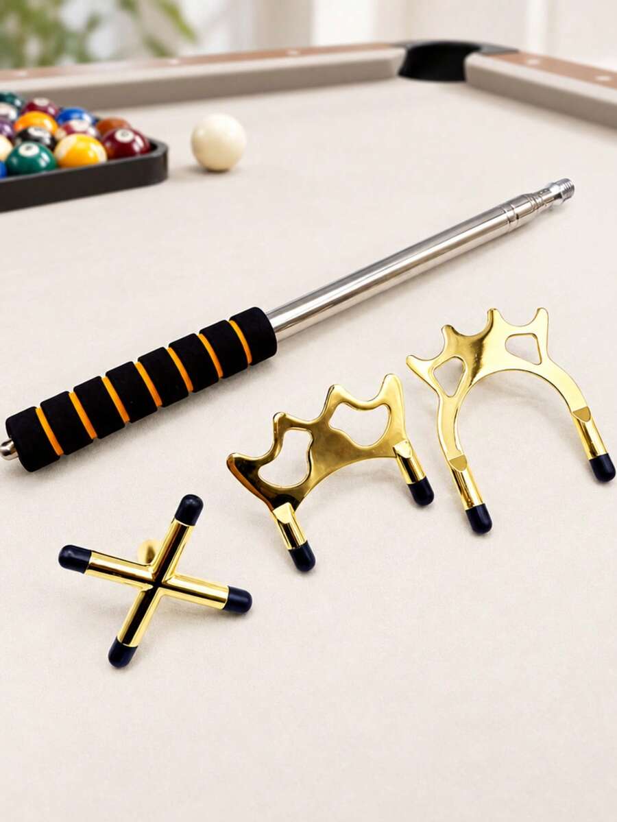 4pcs Stainless Steel Telescopic Billiard Bridge Sticks, Detachable Billiard Bridge Sticks, Non-Slip Design Professional Billiard Auxiliary Sticks, Solid Stainless Steel Material Sturdy And Durable, Resistant To Bending, Telescopic Structure Adjustable Length, Easy To Assemble And Disassemble, Convenient Storage, Non-Slip Grip For Stable Hold, Great Hand Feel.