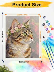Bộ kit vẽ tranh theo số DIY, tranh canvas mèo mướp đeo vương miện hoa, tranh trang trí tường nhà không khung - A - Xem 6