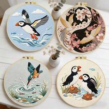 1PC 20*20cm/7.9*7.9in,Hard-Working Birds Embroidery Kit, DIY Handmade Embroidery Set For Adult Beginners, Home Gift, Women's Sewing Gift, Including User Manual, Printed Pattern Fabric, Embroidery Frame, Needle And Thread. - 20*20cm/7.9*7.9in - View 11