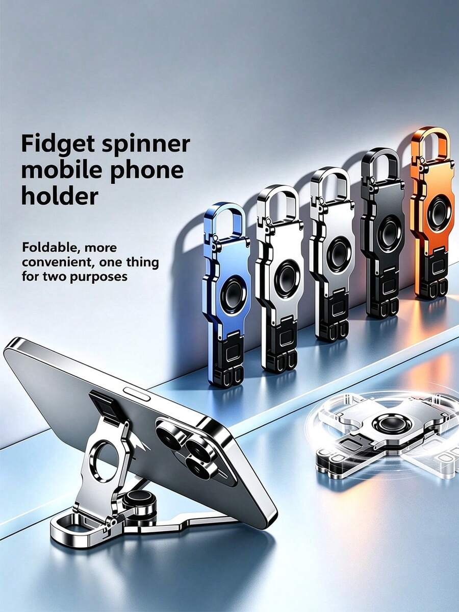 1pc Multi-Functional Foldable Magnetic Phone Stand, 360° Rotatable Adjustable Base, Mini Desktop Phone Holder, Universal Compatible With Iphone & Smartphones, Portable For Video Watching Live Streaming