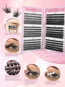 D Curl 8-16mm Single Cluster False Eyelashes, Symmetrical Ultra Dense Fluffy Natural Style, Reusable Eyelash Extension Kit, Suitable For Home, Outings, Daily, Wedding, Date, Party, Music Festival And Travel - D - View 8