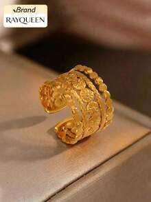RAYQUEEN 1 buah Cincin Stainless Steel Terbuka Gaya INS Minimalis Niche untuk Wanita, Cocok untuk Pemakaian Sehari-hari - cincin - View 1
