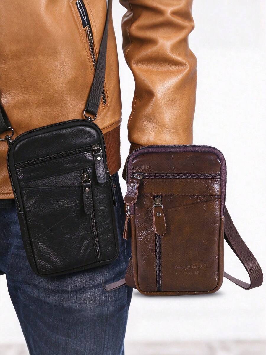 Men Mobile Phone Waist Bag Vintage Business Wallet Crossbody Bag Adjustable Strap Belt Loop Shoulder Pouch For Travel,Outdoor Activities & Daily Use