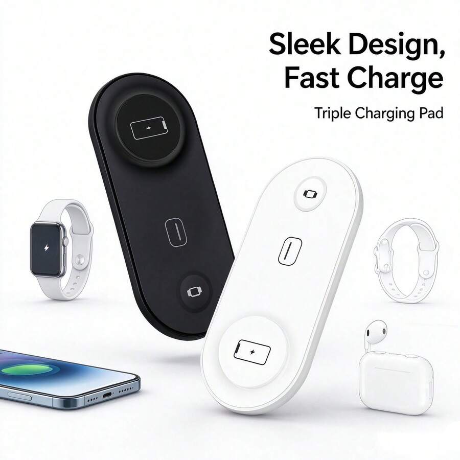 3-In-1 Wireless Magnetic Charging Dock, Desktop Magnetic Slouchy Wireless Charger, Supports Wireless Charging For Phones, Includes Data Cable, Best Digital Gift For Friends