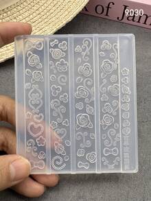 1Pc Clear Reusable 3D Nail Art Silicone Mold, Musical Note, Treble Clef, Piano, Heart, Cross, Clover & Hibiscus Pattern, Embossed DIY Gel Nail Charm Template, Spring Summer Party Manicure Salon Craft Decor Tool - Multicolor - View 2