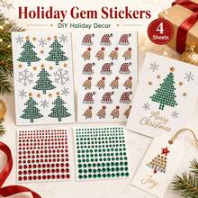 Christmas Gem Sticker Set, Self-Adhesive Rhinestone Appliques, Christmas Tree, Santa Hat, Snowflake, Star Patterns, Multi-Size Red, Green, Silver Holiday Crystal Rhinestones, Suitable For Christmas Cards, Gift Wrapping, Gift Bags, Gift Boxes, Holiday Christmas Parties, New Year Celebrations, Christmas Festivals And Various Holiday Art Decorations - Multicolor - View 7
