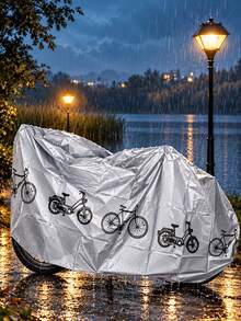 Rainproof Bicycle Cover Random Style And Patterns Motorcycle Raincoat Weatherproof Vehicle Protector Sunscreen Scooter Cover Dustproof Bicycle Motorcycle Accessories Adult Commuter Essentials For Outdoor Parking Rain Protection Prevents Rusting - Multicolor - View 4