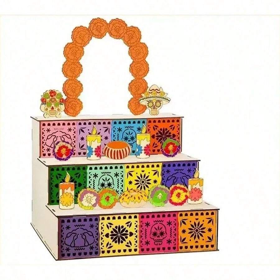 Halloween Altar Ofrenda Día De Muertos Mdf 3mm Desarmable - 1 - Ver 1