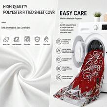3pcs Christmas Theme Printed Bedding Set (1 Fitted Sheet + 2 Pillowcases, No Inserts), Santa Claus And Christmas Tree Pattern, Soft Texture, Mattress Protector, Suitable For Bedroom, Guest Room And Student Dorm, Easy To Remove, Machine Washable, Ideal Christmas Gift For Friends And Family - Multicolor - View 10