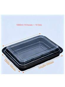 10/15 hộp đựng thực phẩm hình chữ nhật nhiều màu với nắp trong suốt, dung tích lớn chống rò rỉ có thể xếp chồng, phù hợp cho khay phô mai, món khai vị, khay trái cây và rau củ, hộp mang đi, hoàn hảo cho bữa ăn, sinh nhật và ngày lễ, họp mặt gia đình, tiệc Halloween, tiệc Giáng sinh - màu đen - Xem 12