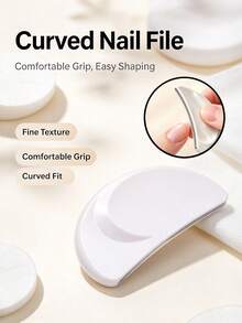 Crescent Curved Nail File Ergonomic Contoured Nail Shaper Portable Washable Nail Buffer Smooth Surface Reusable Manicure Tool For Home DIY Nail Art Nail Trimming & Shaping Accessory - A - View 1