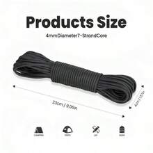 15/30M Heavy Duty 7-Strand Rope Rope 4Mm,Tactical Outdoor Cord, Multi-Purpose Utility Line For Camping Hiking - Multicolor - View 2