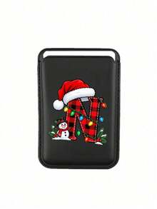 1pc Magnetic Phone Card Holder With Christmas Pattern, Compatible With IPhone 18/17/16/15/14/13/12 Pro/Pro Max/Plus/Mini Protective Case Series Phone Accessory - Black - View 5