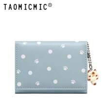 Clutch Wallet, Polka Dot Paw Pattern PU Short Purse With Cute Cartoon Ornament, Multiple Card Slots ID Window, Portable Ladies Wallet - Multicolor - View 12