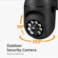1件/2件/4件 1080P WiFi 監控攝影機，附夜視、聚光燈與揚聲器，雙向語音、AI 動態追蹤、360° 全景/傾斜/縮放，適用居家室內安全，兼容 Alexa，適合年輕人、長輩與寵物，室內監控攝影機，辦公室監控攝影機，感恩節、聖誕節禮物，理想新年禮物選擇 - 黑色 - 查看 4