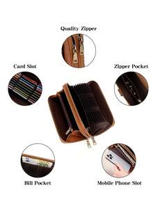 FOREVER MIYIN Leopard Wallets For Women, RFID Blocking Long Wallet Wristlet, Snap Flap, Large Accordion Card Holder, Double Zipper With Phone Pocket - Multicolor - View 10