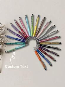 [Customized]1-32pcs Personalized Metal Retractable Diamond Ballpoint Pen + Touchscreen Stylus Set | Anti-Slip Grip + Smooth Writing Medium Tip | Compatible With Phone/Tablet/Office Devices | Can Engrave Name/Date/Logo | Business Engraved Pen + Teacher's Day Gift + Wedding Couple Neutral Pen - Rose Pink With Rhinestones - View 13