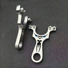 1pc Stainless Steel Slingshot With Flat Rubber Band, Suitable For Outdoor Shooting Practice, Competition, Fishing And Bird Watching Leisure Activities - Silver - View 9