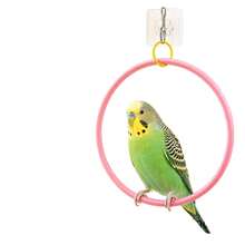 Hanging Parrot Swing Toy, Geometric Round Hoop Perch Stand With Tiger Stripe Design, Boredom Relief Climbing And Chewing Bird Cage Accessory Ornament, Bird Toy - View 10