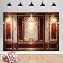 1 Piece Of Background Cloth, Luxurious Baroque Style, Paired With A Wine Red Gold Gorgeous Frame, Marble Texture, Multiple Sizes To Choose From, Elegant Banquet Party Photo Booth Club Theme Decoration Background Cloth - 4 - View 7