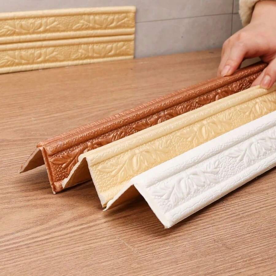 1 buah Pelindung Sudut Dinding Busa Timbul 3D Perekat Diri Ukuran 3,15x90,55 Inci, Pelindung Tepi Sudut Siku, Lis Sudut Dinding Dekoratif, Strip Tepi Dinding Tempel, Cocok untuk Dekorasi Interior Rumah