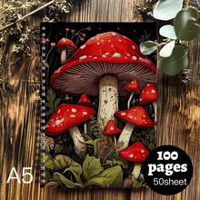 1pc [2D] Flat Spiral Notebooks Cloth Cover Vintage Red And White Spotted Mushroom And Fern Pattern Spiral Coil Notebook 50 Sheets 100 Pages Back-To-School Classroom Recording Journal Writing Gift For Friends And Classmates Creative Present Suitable - One Book (50 Pages, 100 Pages) - View 17