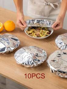 100pcs Reusable Aluminum Foil Food Preservation Film, Heat-Insulating Stretch Film, Durable Heat Retention, Suitable For Fruits, Meals, Tableware, Food Containers, Reflective Surface, Heat-Resistant Cover Film - Multiple Styles - View 14