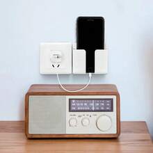 1 pieza Soporte de pared para carga de teléfono móvil, caja de almacenamiento multifuncional creativa para control remoto, estante contenedor para mesita de noche para carga y decoración de la habitación - Blanco - Ver 2